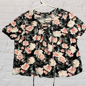 Forever 21– floral crop top V cut blouse